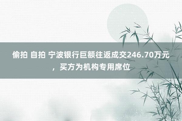 偷拍 自拍 宁波银行巨额往返成交246.70万元，买方为机构专用席位