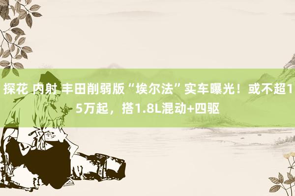 探花 内射 丰田削弱版“埃尔法”实车曝光！或不超15万起，搭1.8L混动+四驱