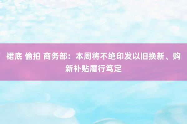 裙底 偷拍 商务部：本周将不绝印发以旧换新、购新补贴履行笃定