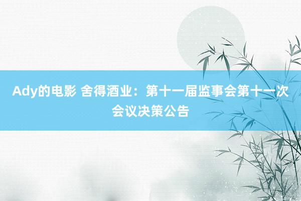 Ady的电影 舍得酒业：第十一届监事会第十一次会议决策公告